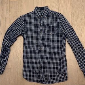 Brushed twill slim flannel navy blue